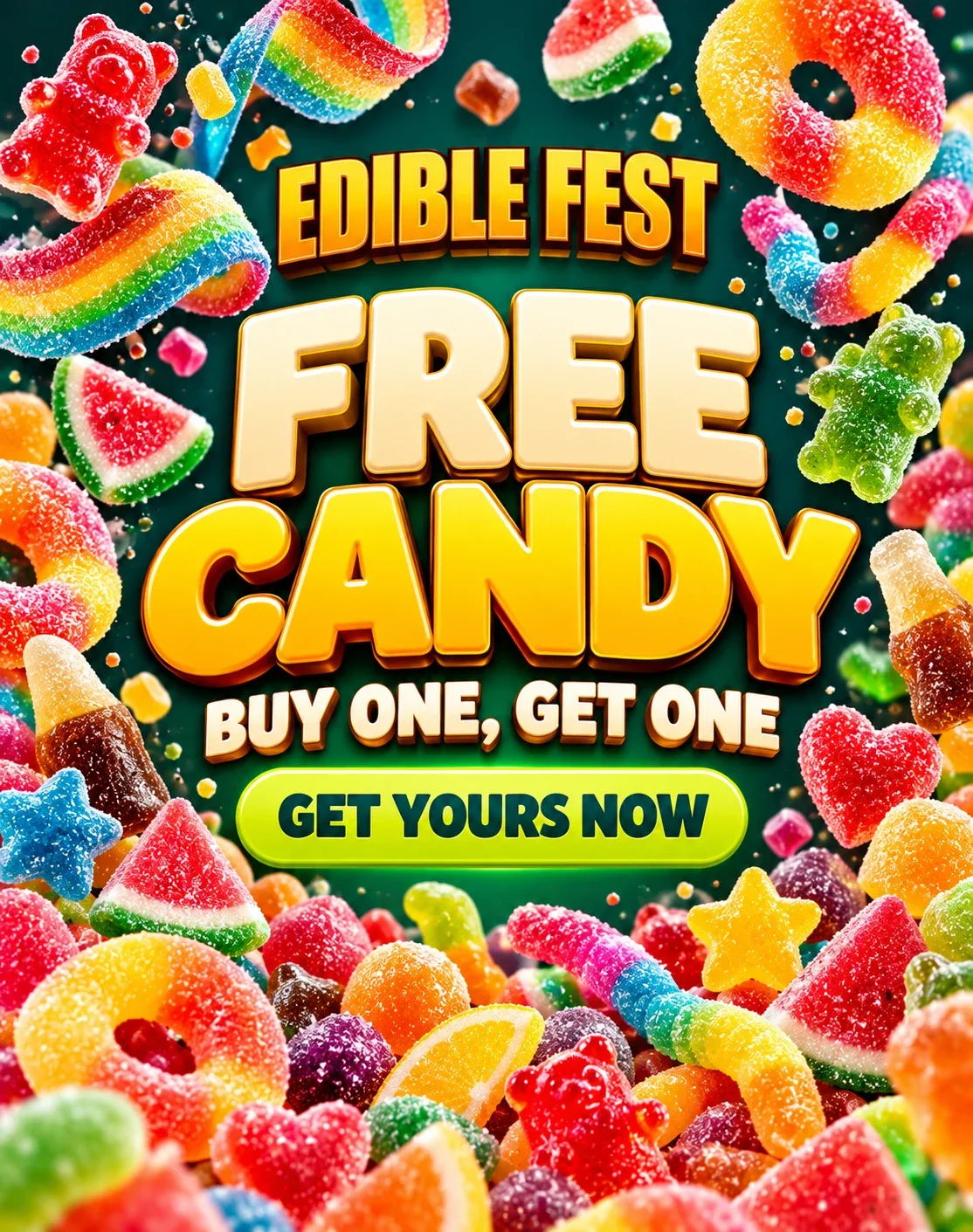 Edible Fest — free candy, buy one get one. Shop Edibles.