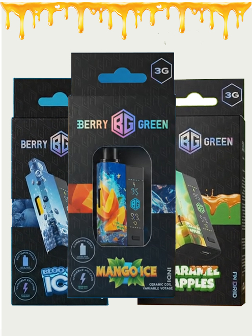 3 Cartridges of 3 Grams - 9 grams total - Berry Green - THC Oil